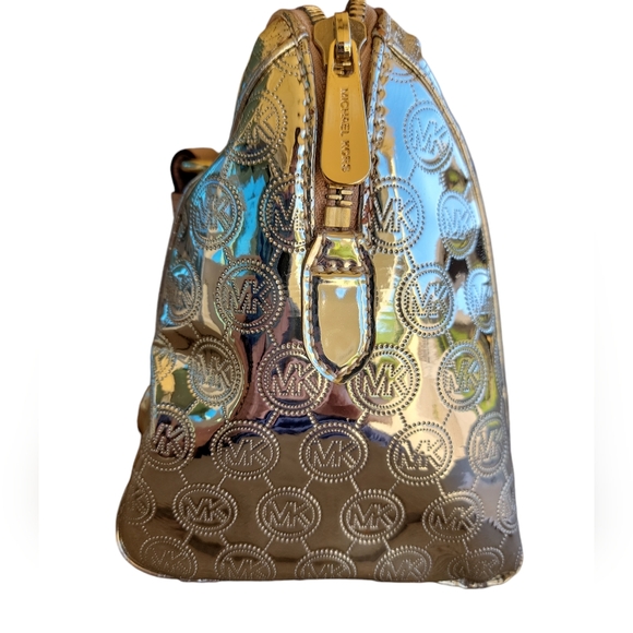 Michael Kors Grayson Sm Satchel Pale Gold Coated Monogram 30S11GYS1Z - Picture 4 of 11